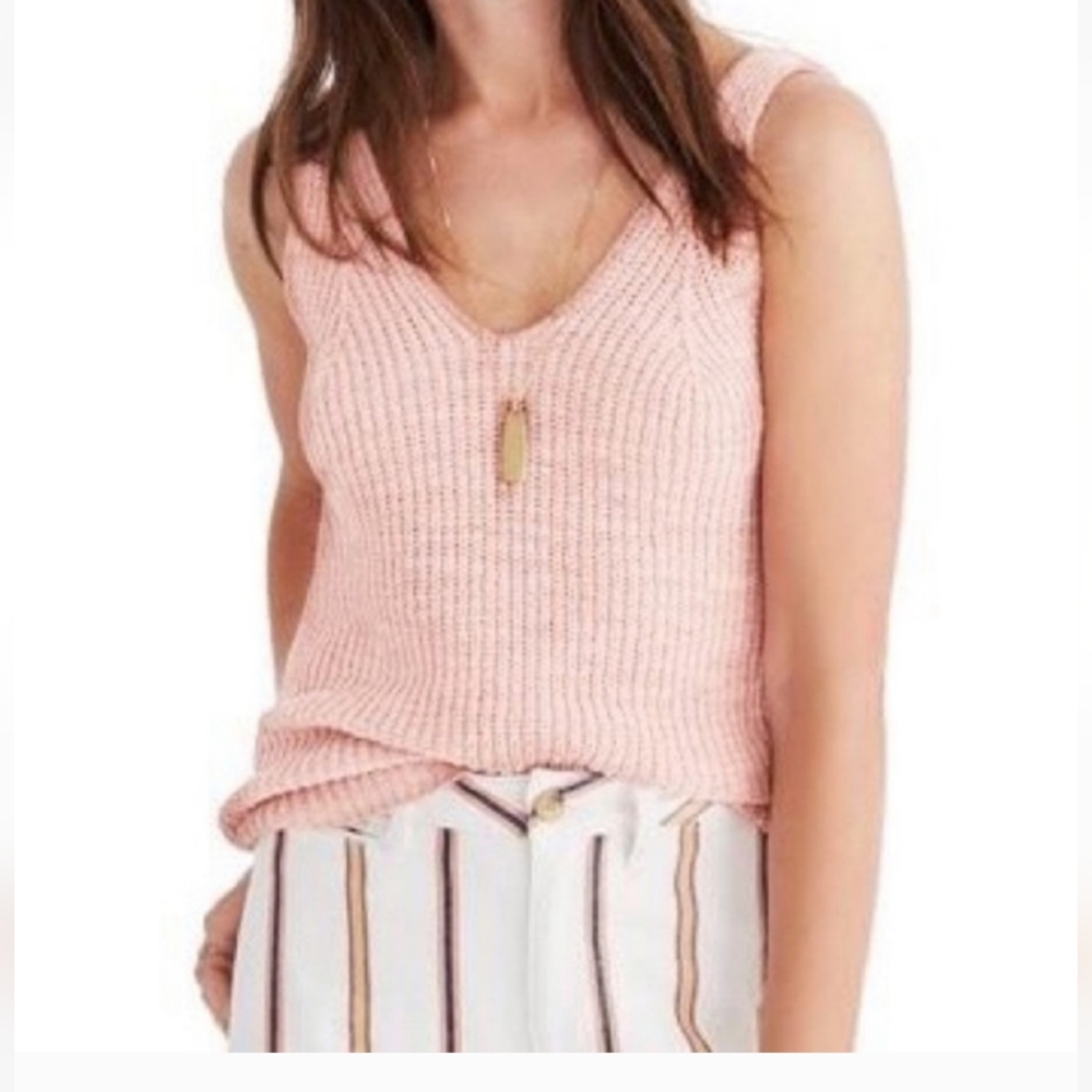 Madewell double V crochet peach color tank top-Size M
